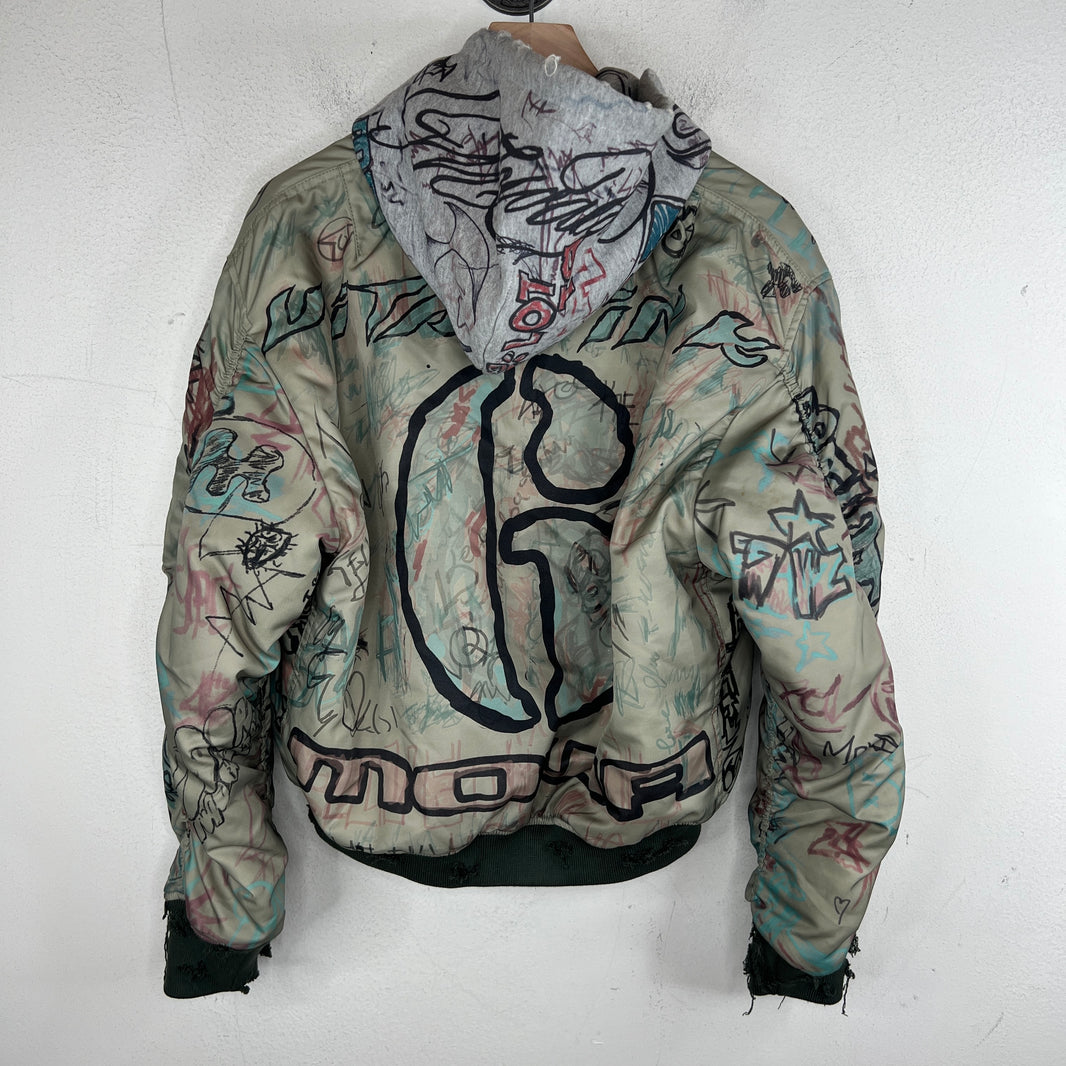 Mowalola Hooded Graffiti Bomber Jacket