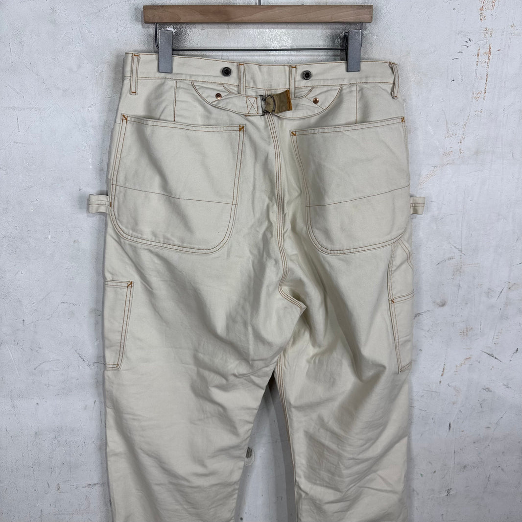 Kapital Beige Contrast Stitched Carpenter Pants