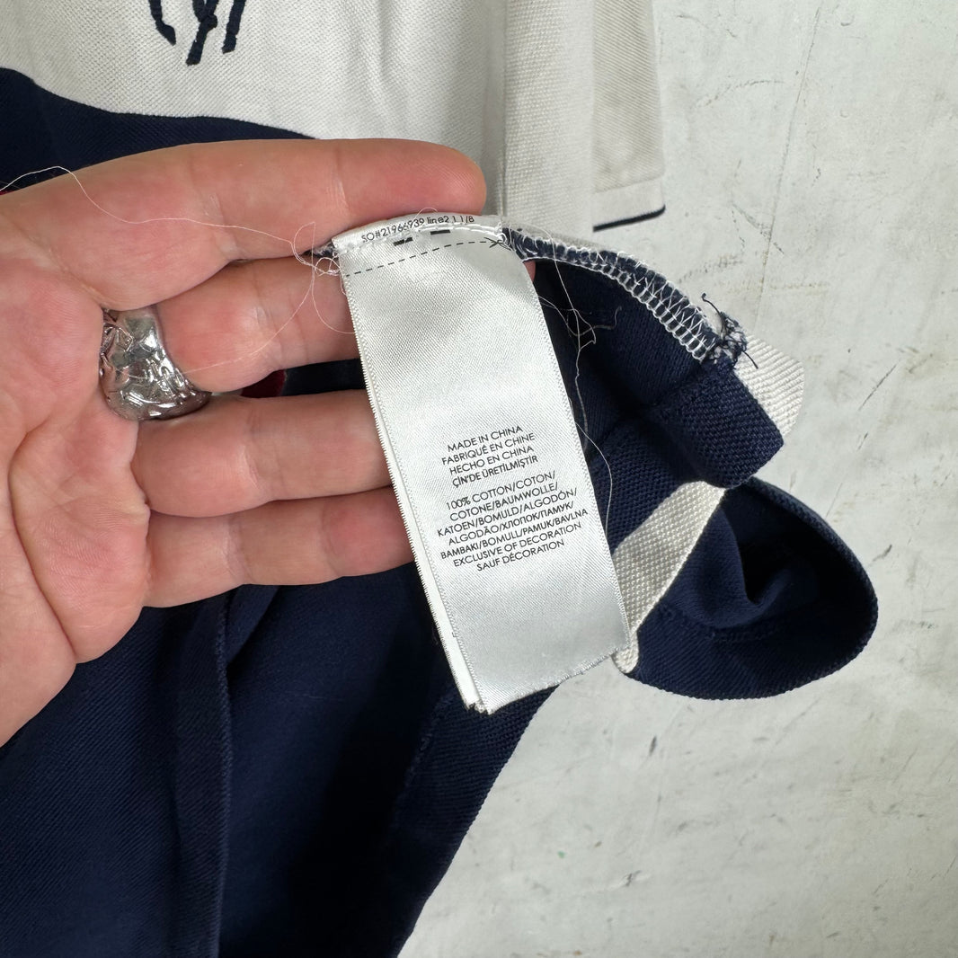Ralph Lauren White Striped USA Big Pony Polo