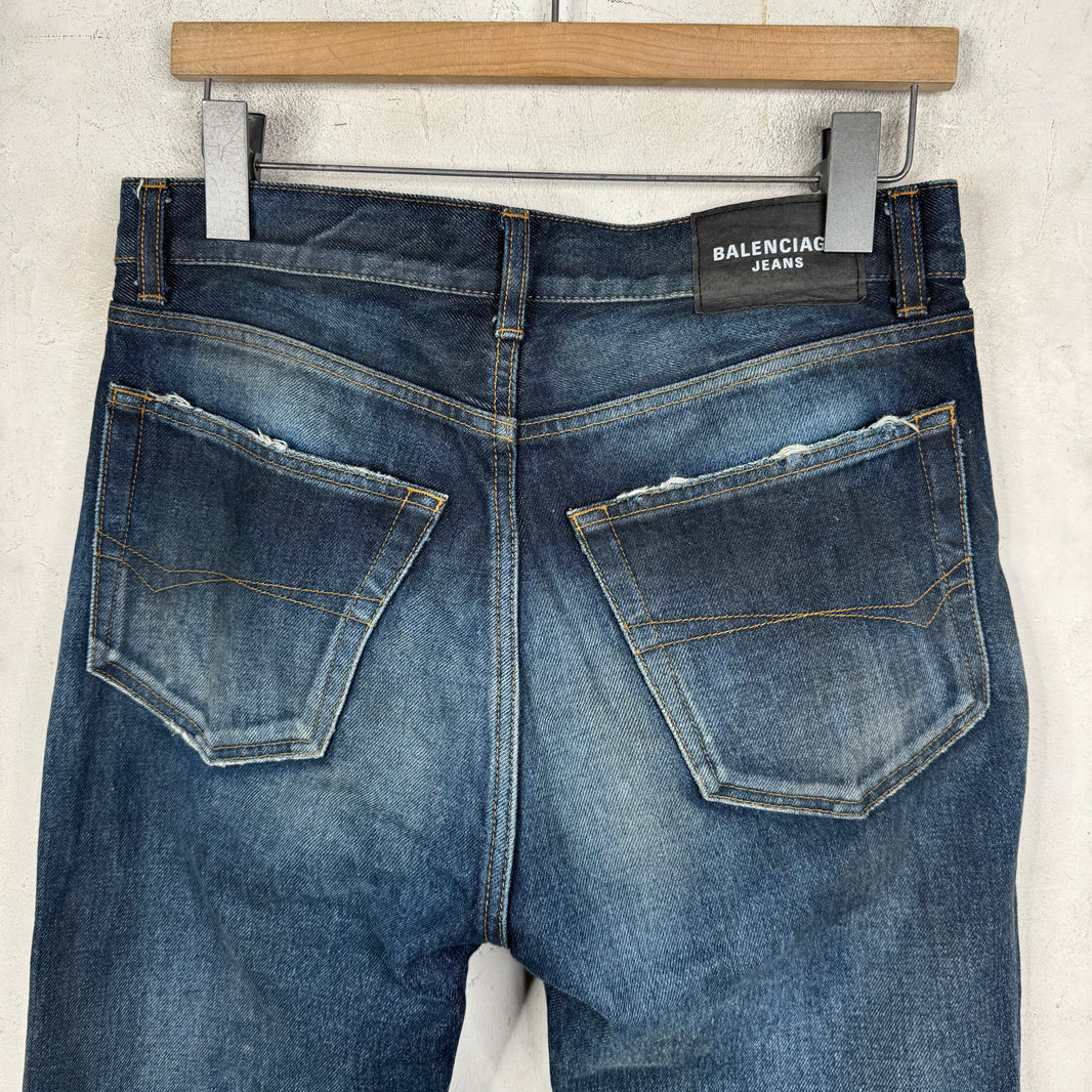 Balenciaga Dark Wash Distressed Jeans