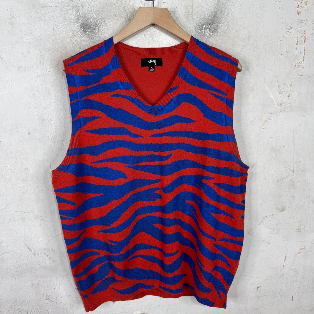 Stussy Red/Blue Tiger Sweater Vest