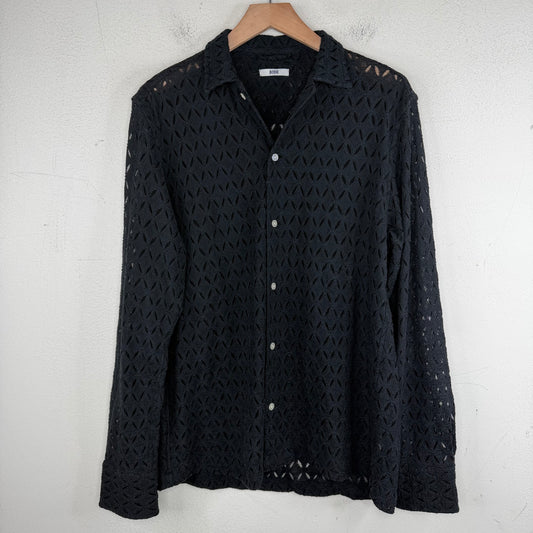 Bode Black Floral Lace L/S Shirt