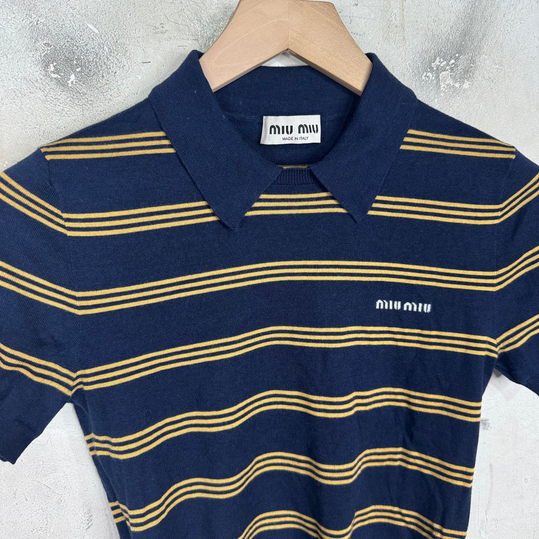 Miu Miu Striped Knitted Polo