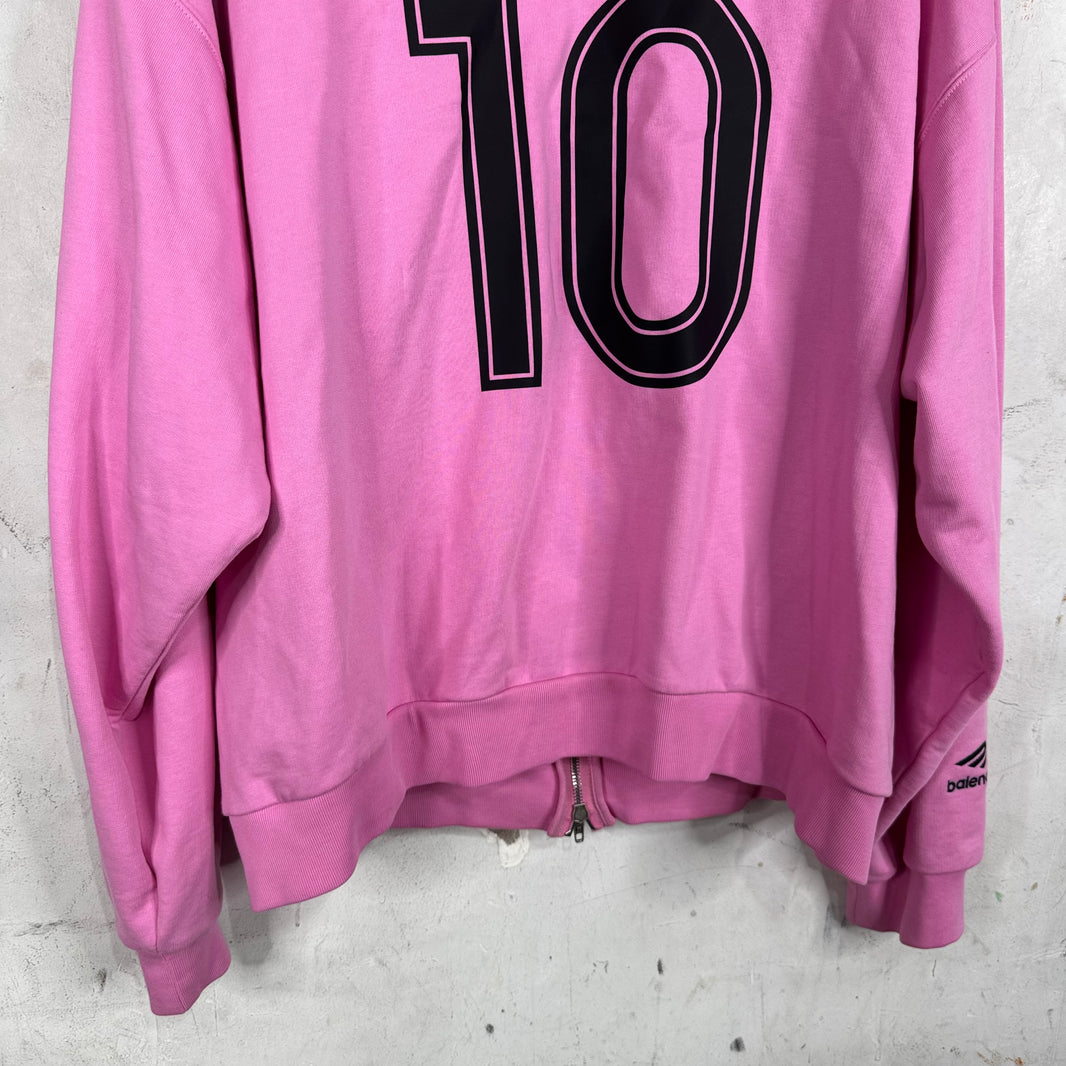 Balenciaga Pink Paris Soccer Zip Hoodie