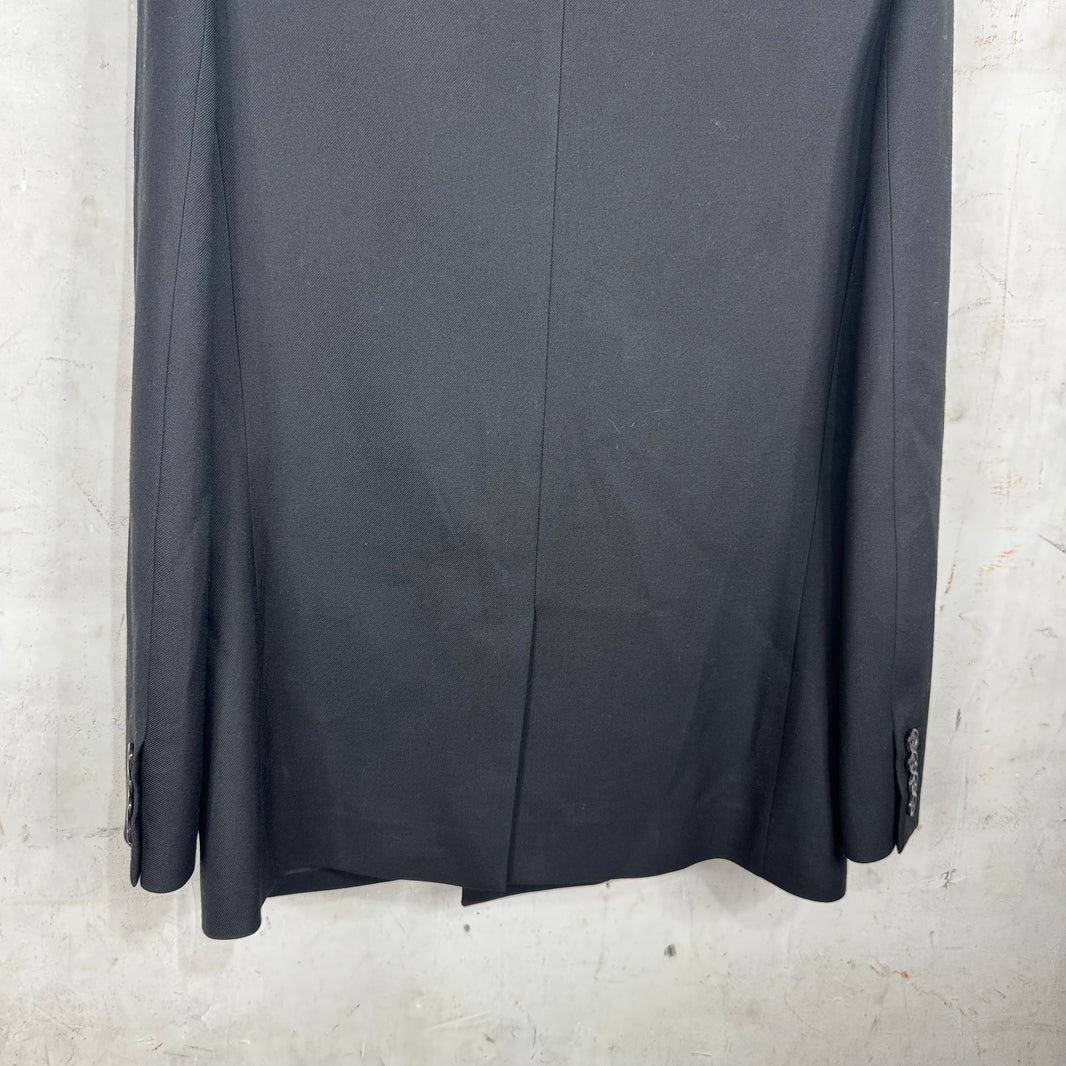 Saint Laurent Black Padded Shoulder Long Blazer
