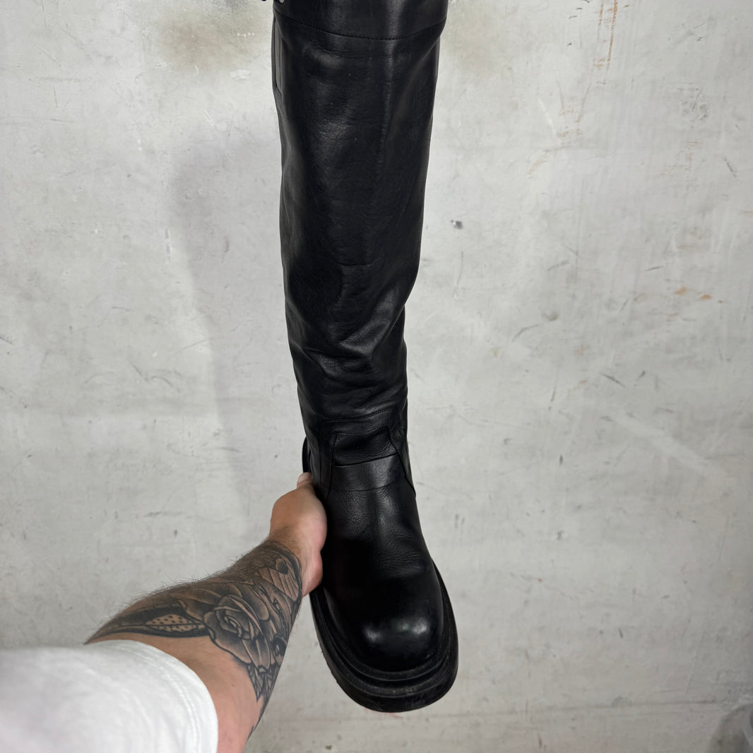 Rick Owens Leather Bogun Knee High Boots