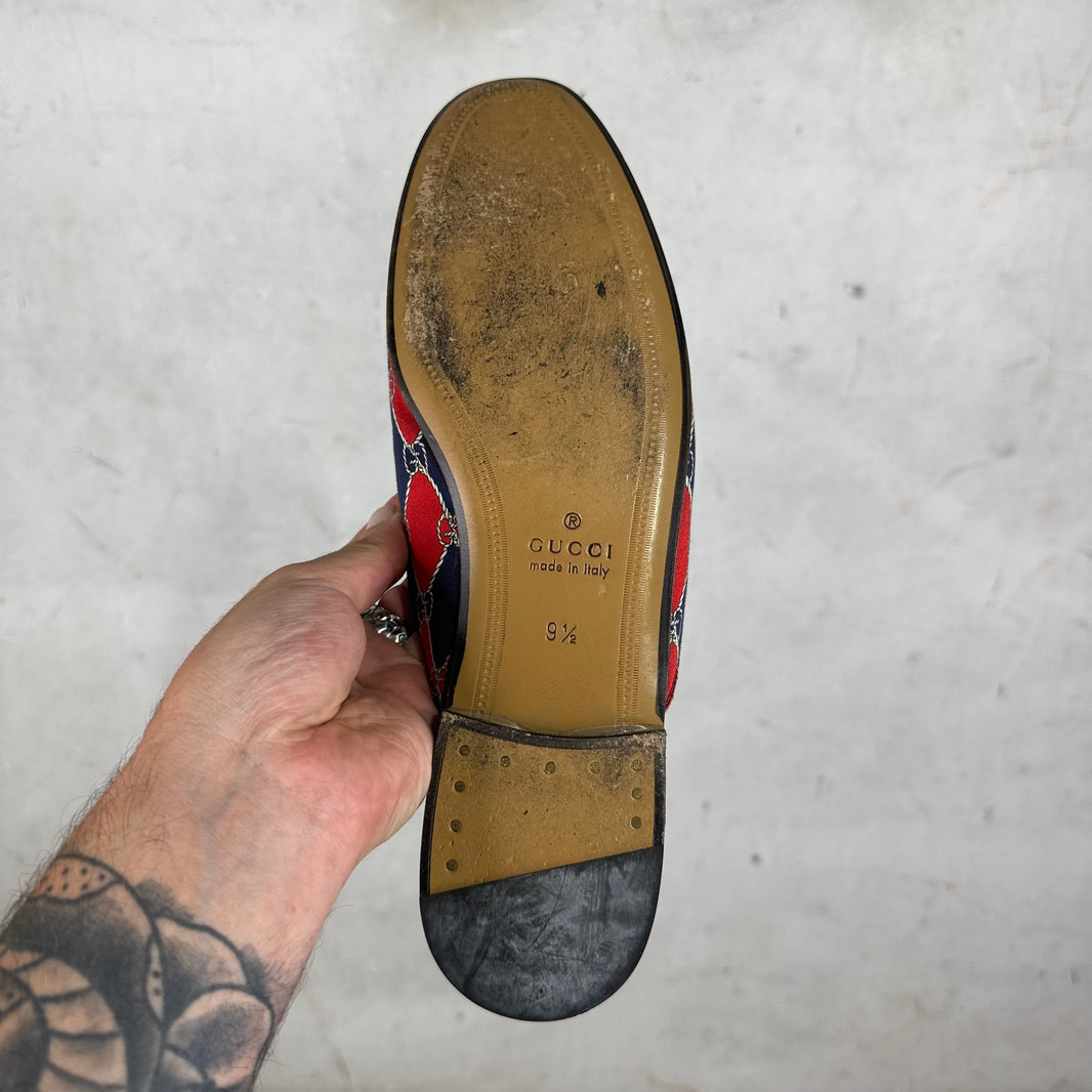Gucci Satin Patterned Horse-Bit Mules