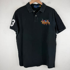 Polo Ralph Lauren Black 3 Horse Embroidered 3 Polo T-Shirt