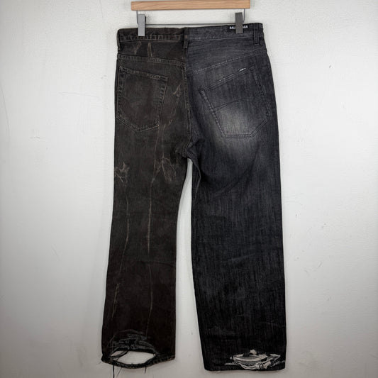 Balenciaga Hybrid Split Baggy/Flare Jeans