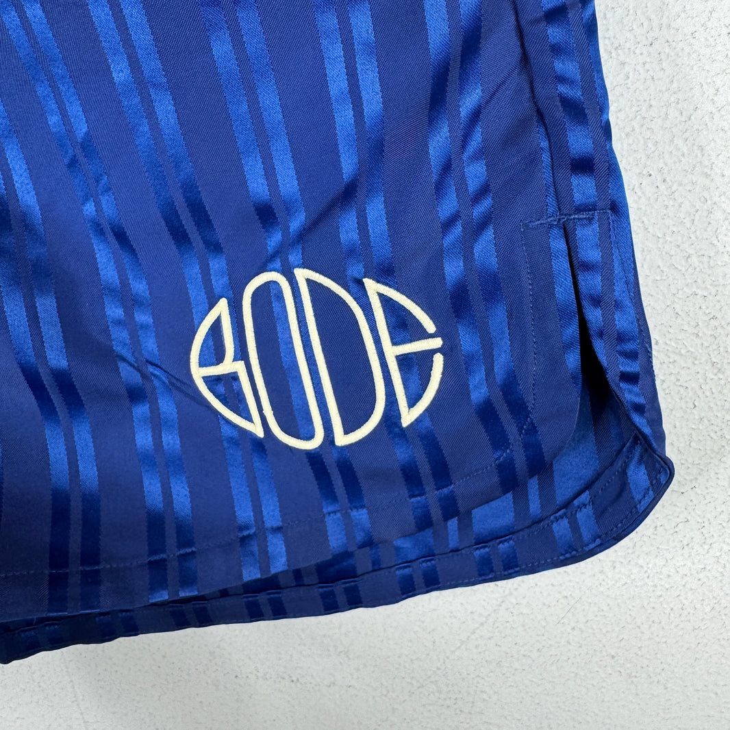 Bode Nike Blue Striped Swim Trunks