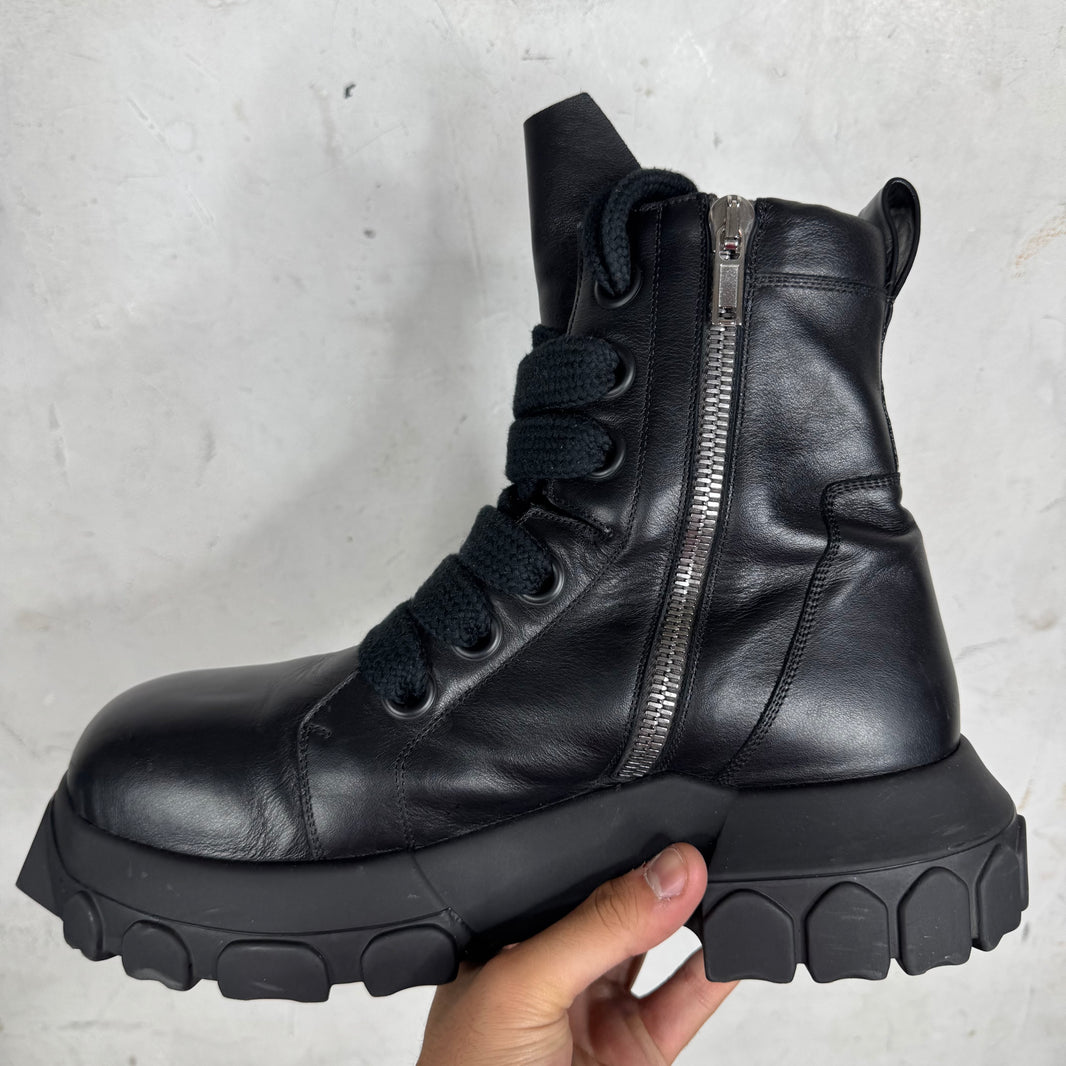 Rick Owens Triple Black Jumbo Lace Tractor Boots
