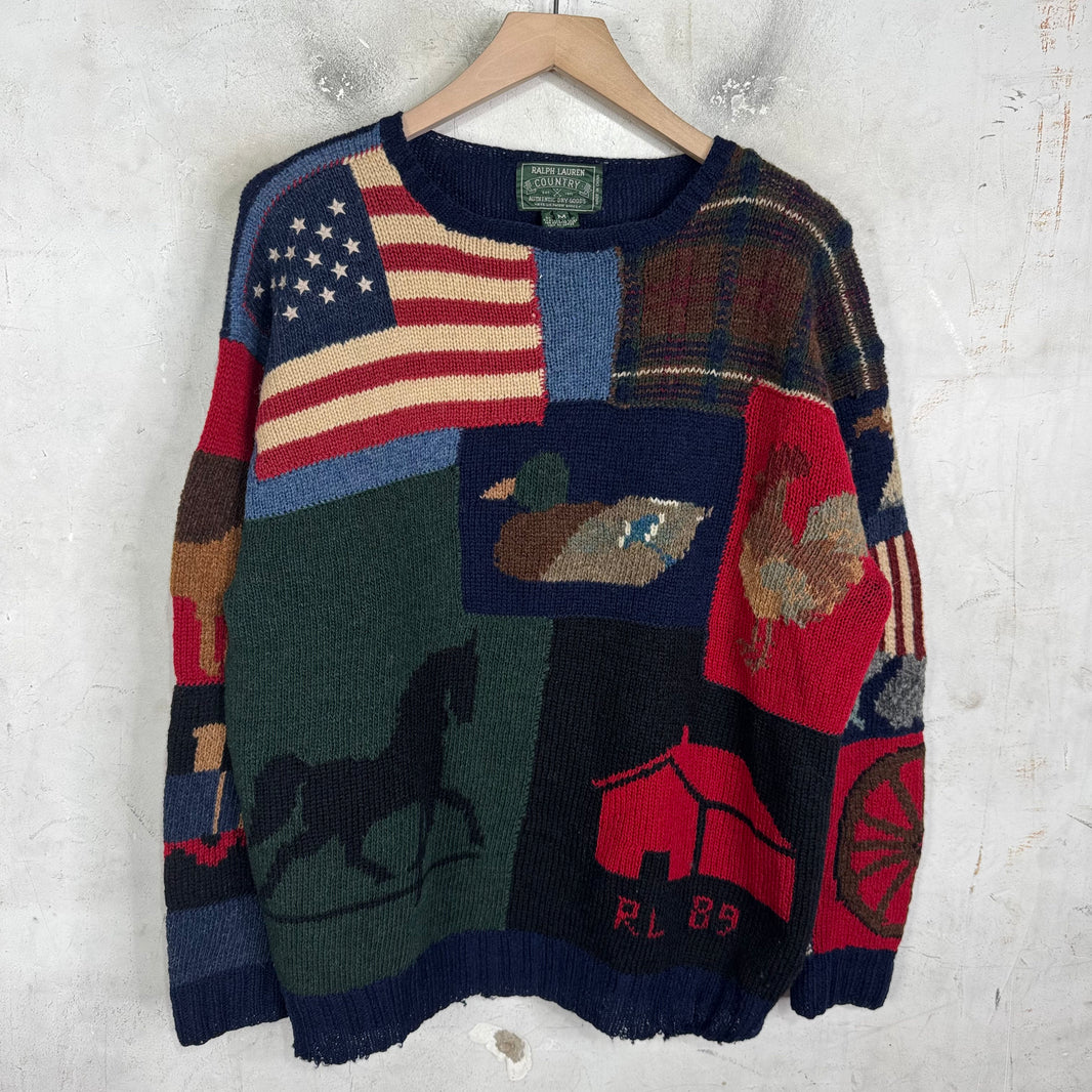 Ralph Lauren Multi Patchwork Country Sweater