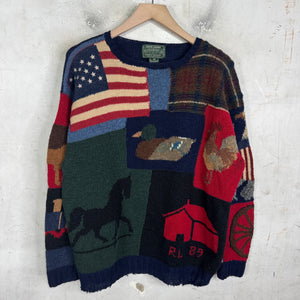 Ralph Lauren Multi Patchwork Country Sweater