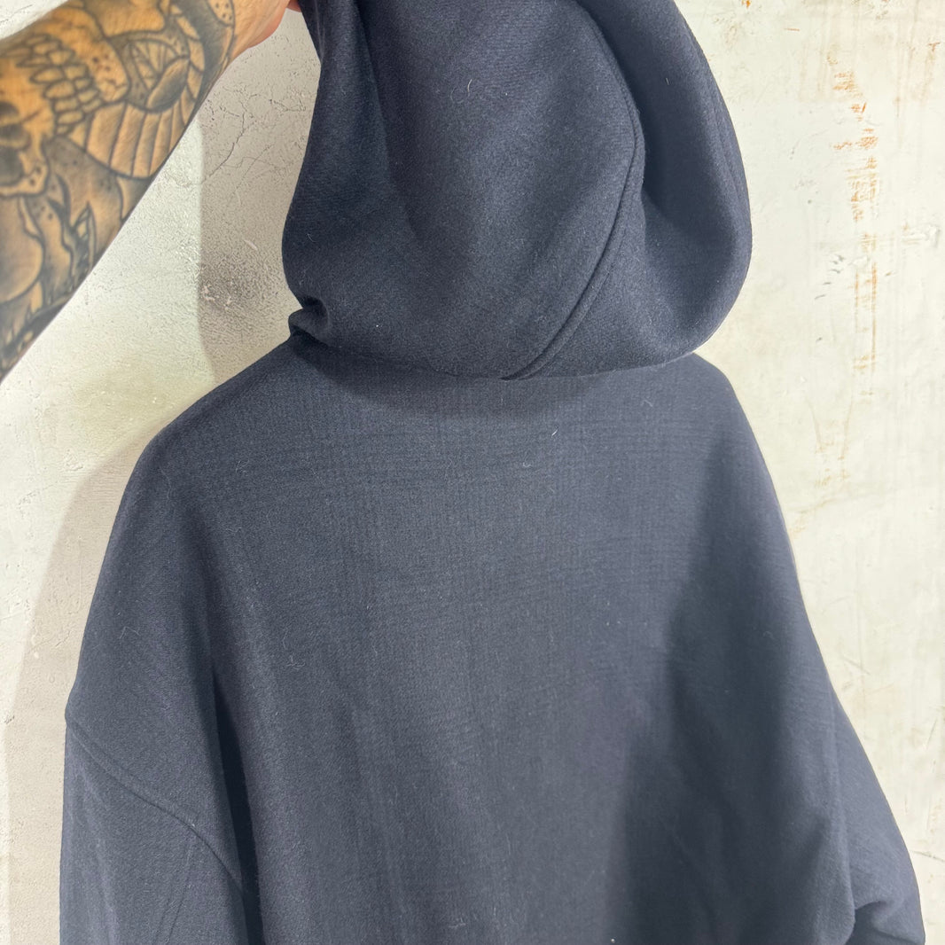 Armani Icon Oversized Cropped Wool Hooded Jacket