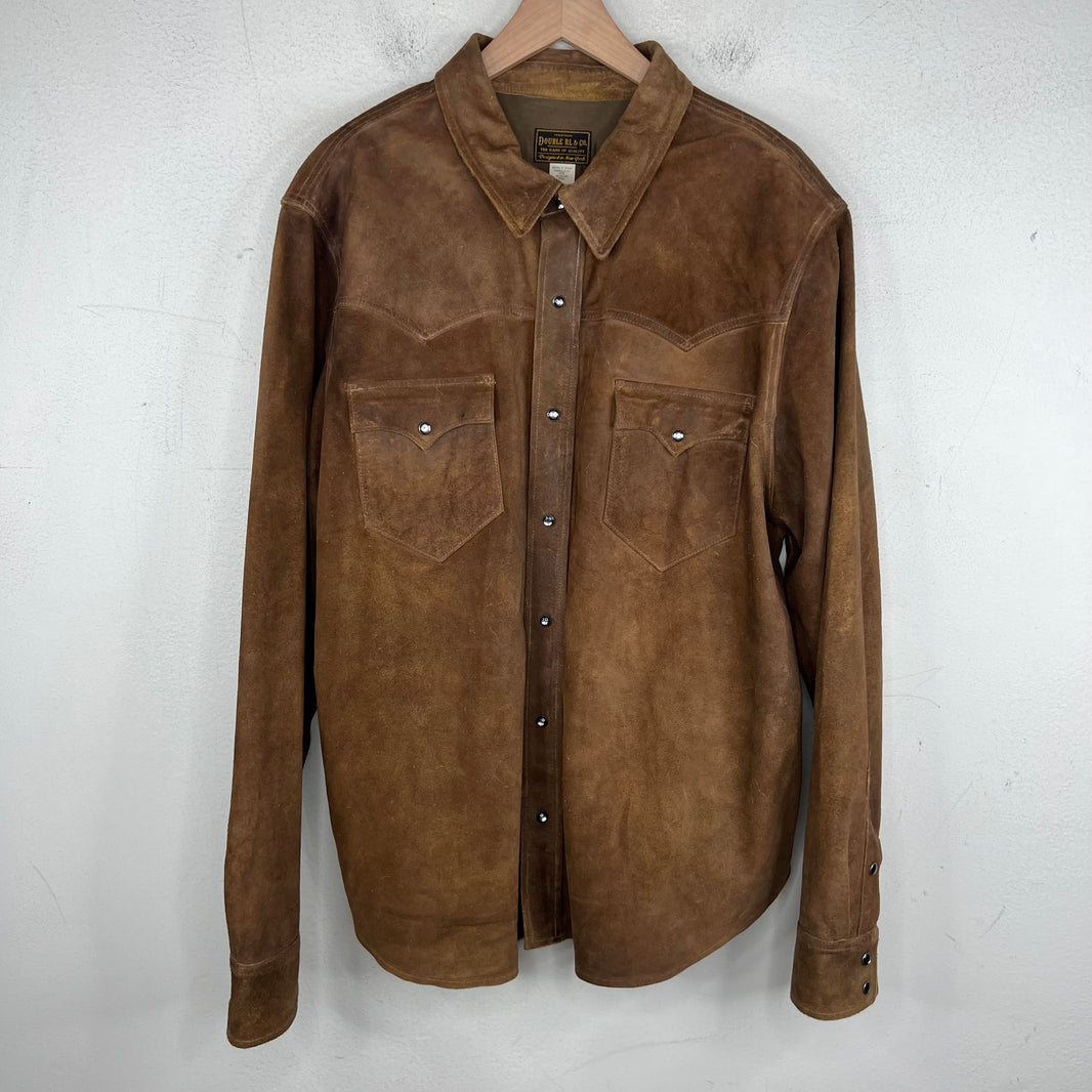 RRL Rough Out Suede Snap Button Overshirt