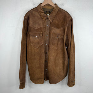 RRL Rough Out Suede Snap Button Overshirt