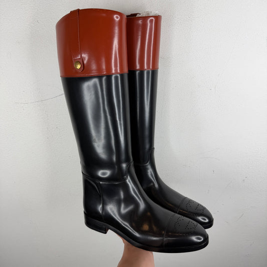 Gucci Two Tone Leather Riding Boots