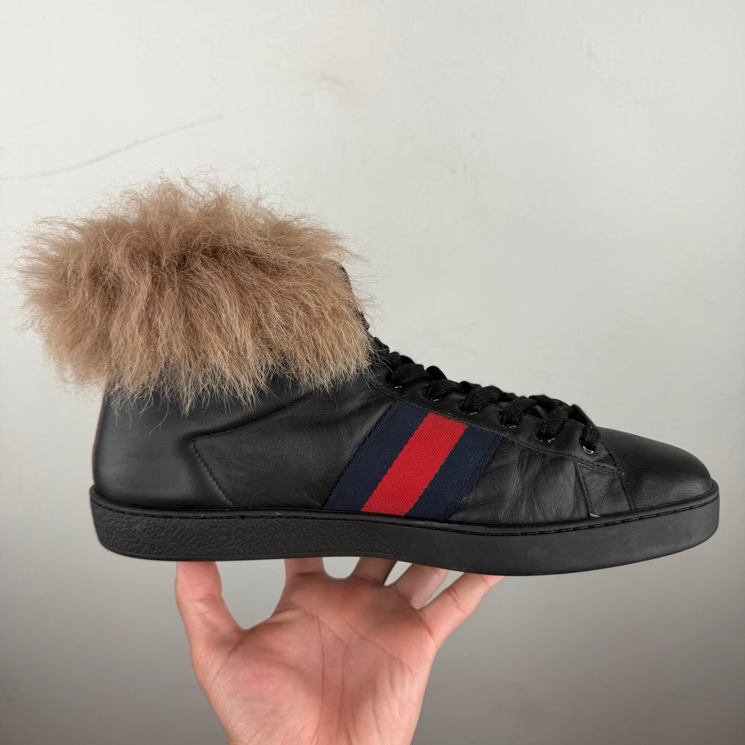 Gucci Hi-Top Fur Ace Sneakers