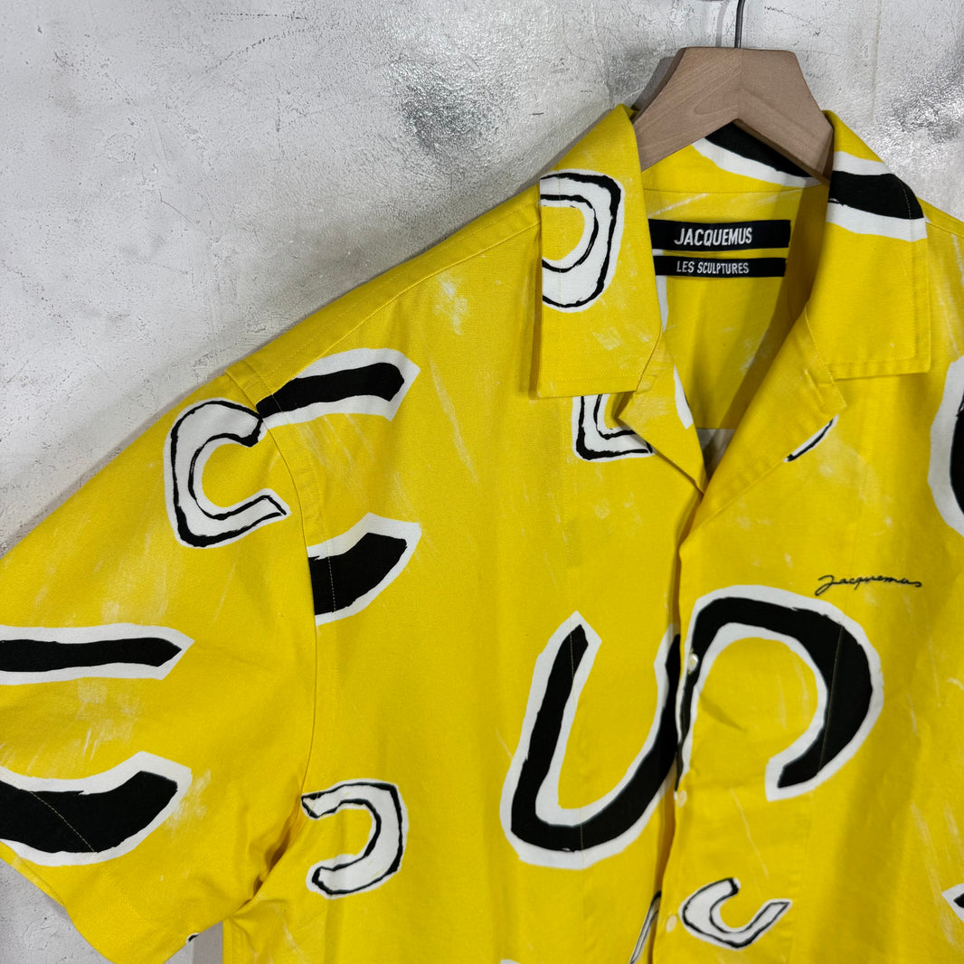 Jacquemus Yellow Patterned Logo Canvas Shirt