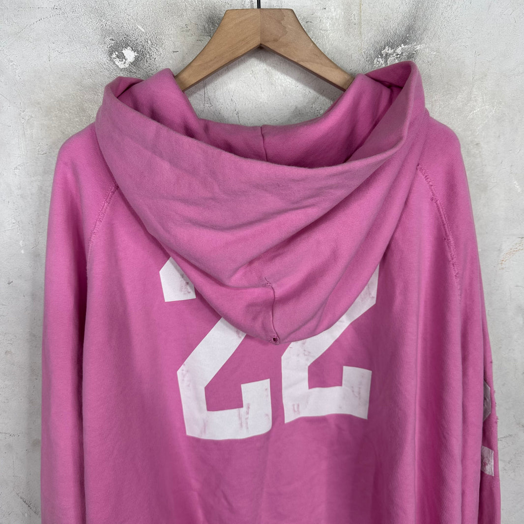 Balenciaga Pink Distressed Polo Zip Hoodie