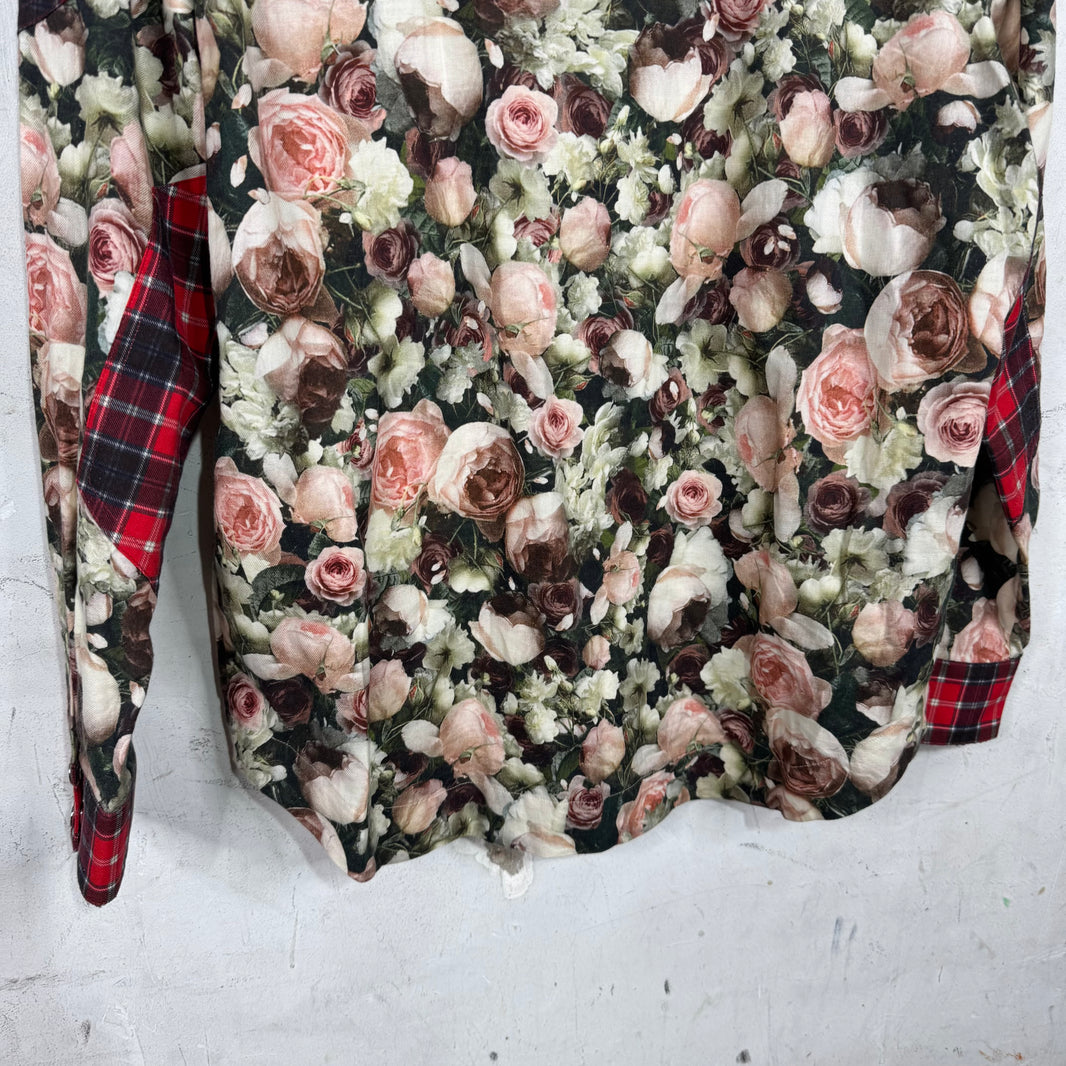 Givenchy Plaid/Floral Snap Button Up