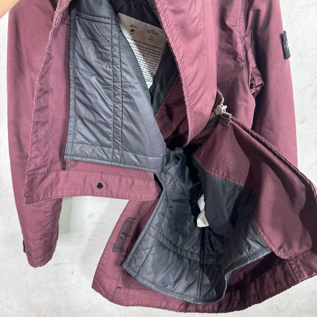 Stone Island Maroon Waxed Long Jacket