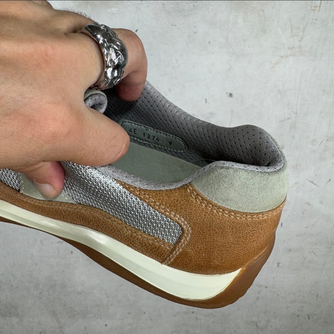 Prada Tan Leather/ Suede Exclusive Americas Cup