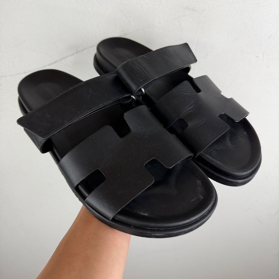 Hermes Black Chypre Sandals