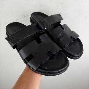 Hermes Black Chypre Sandals