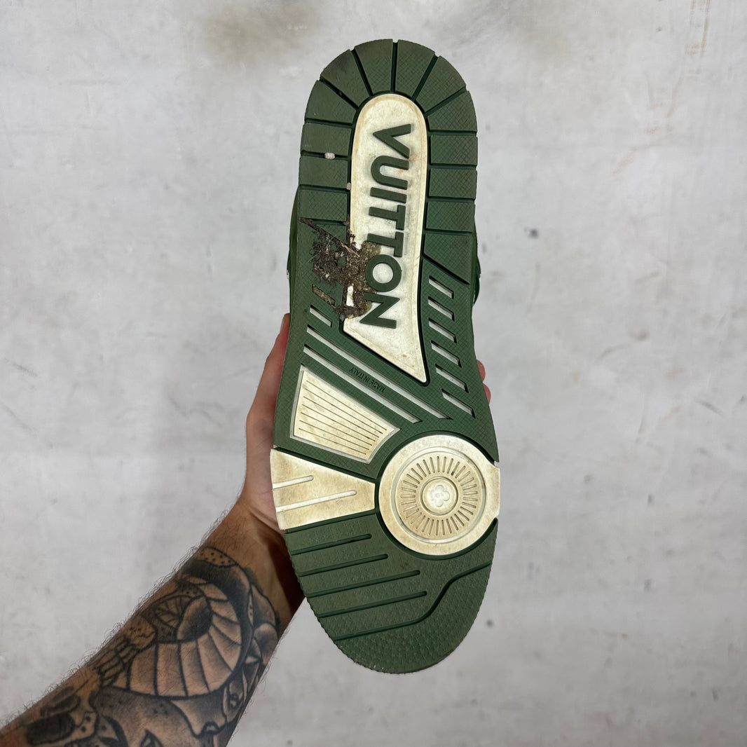 Louis Vuitton Green Leather Suede Trainers