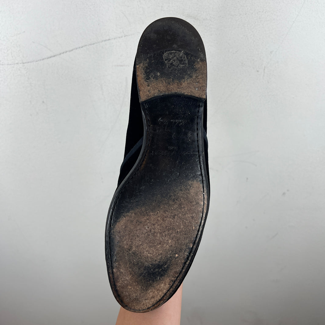 Louis Vuitton Emboirdered Velvet Slip On Loafers
