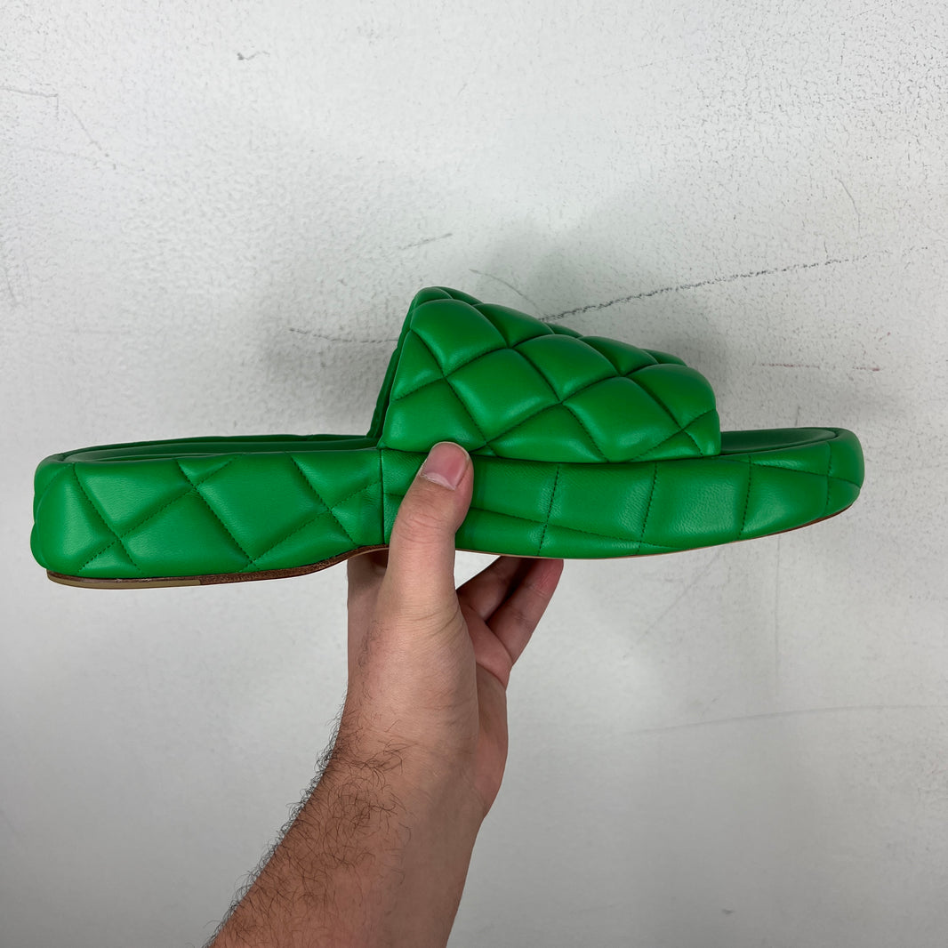 Bottega Veneta Green Woven Intrecciato Slides