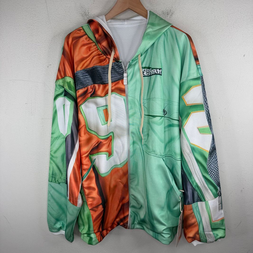 PDFCHANNEL Green/Orange Patchwork Hoodie