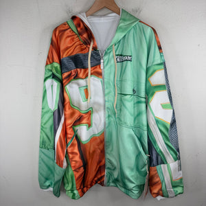 PDFCHANNEL Green/Orange Patchwork Hoodie