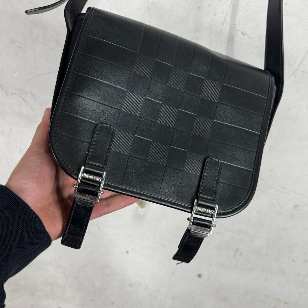 Burberry Embossed Plaid Flap Messenger