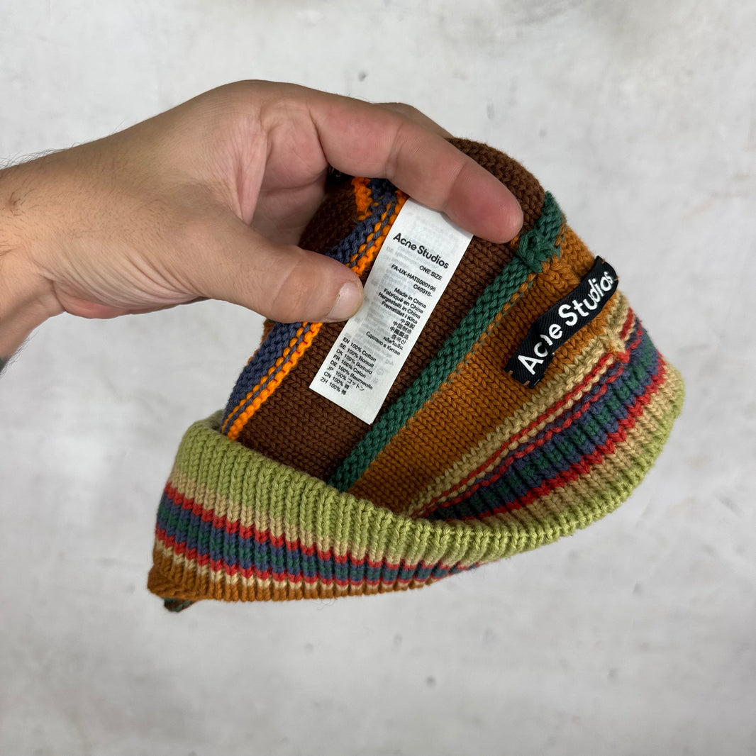 Acne Studios Striped Face Patch Beanie
