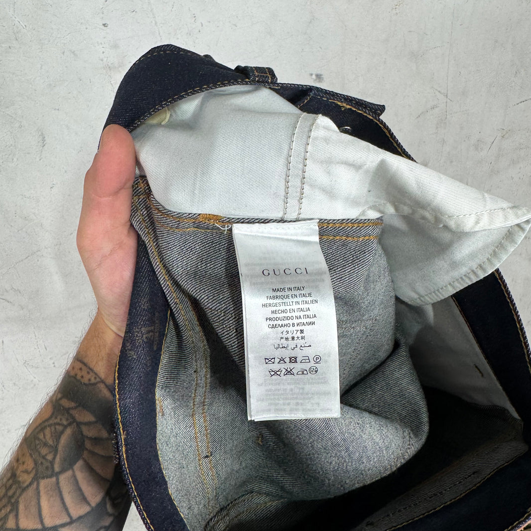 Gucci Tiger Patch Raw Denim Jeans