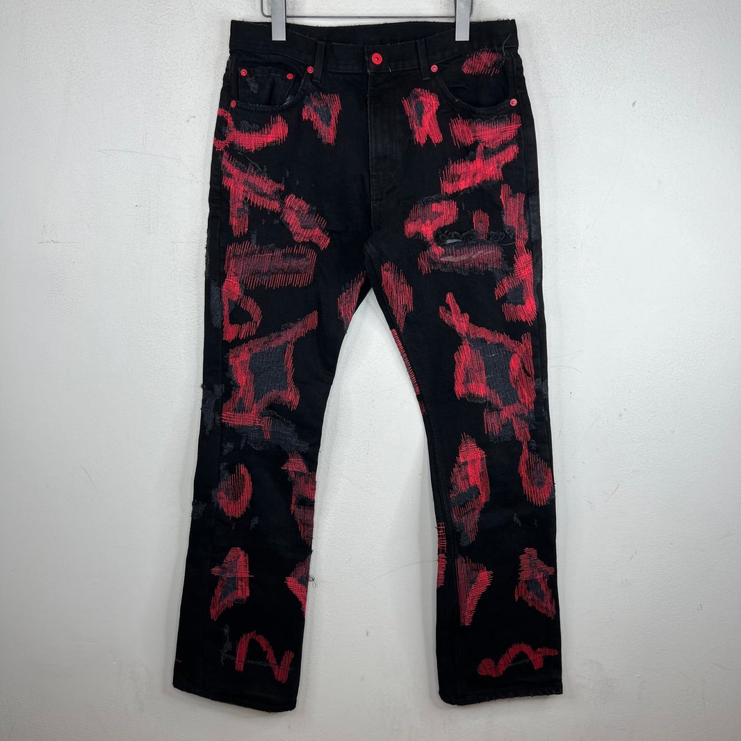 Endless Denim Black/Red Spellout Jeans