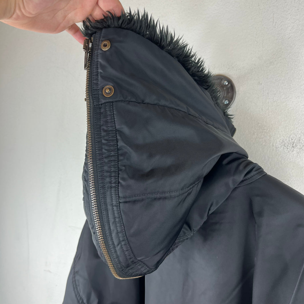Balenciaga Faux Fur Hooded Bomber Jacket