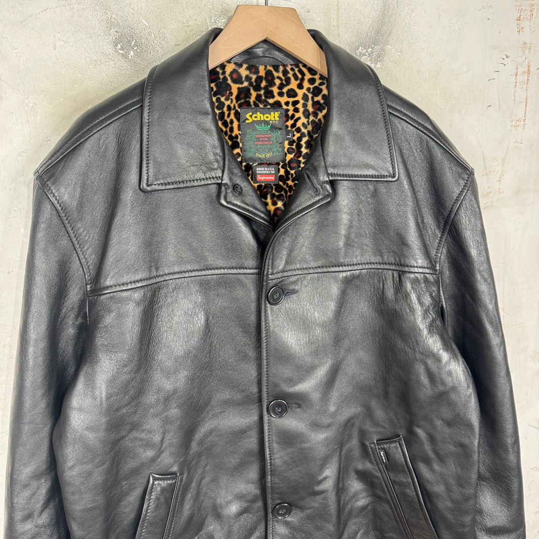 Supreme x Schott Leopard Lined Car Coat