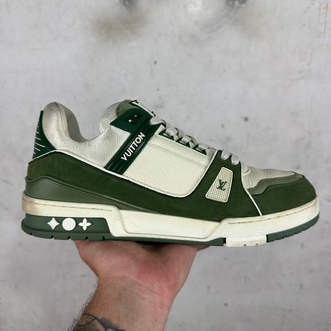 Louis Vuitton Green Leather Suede Trainers