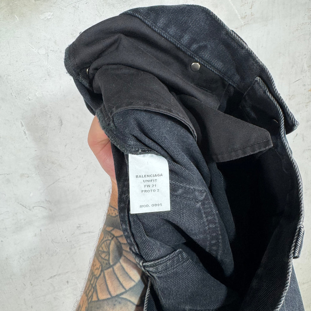 Balenciaga Black Flare Baggy Denim Shorts