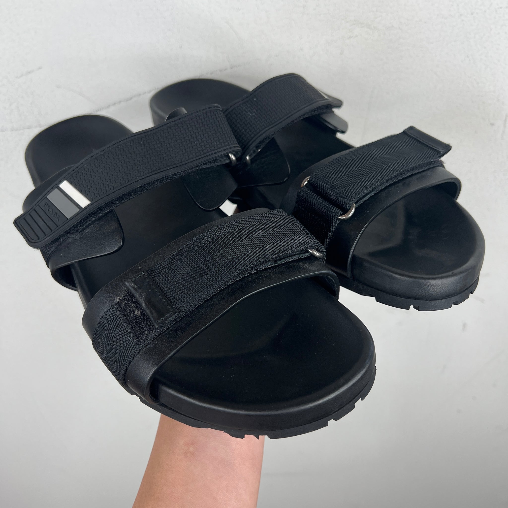 Prada Black Leather Sandals