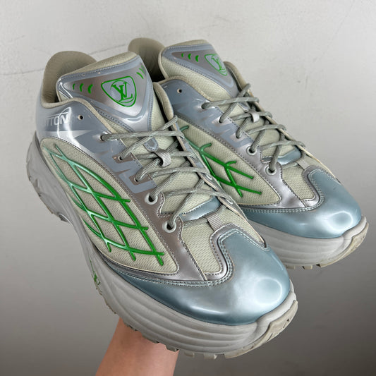 Louis Vuitton Silver Discovery Lace Up Sneakers