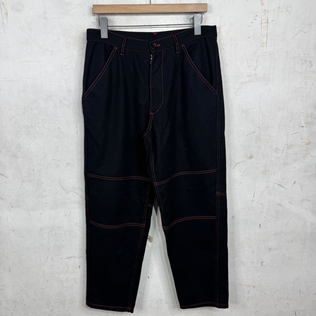 CDG Knee Paneled Black Wool Trousers
