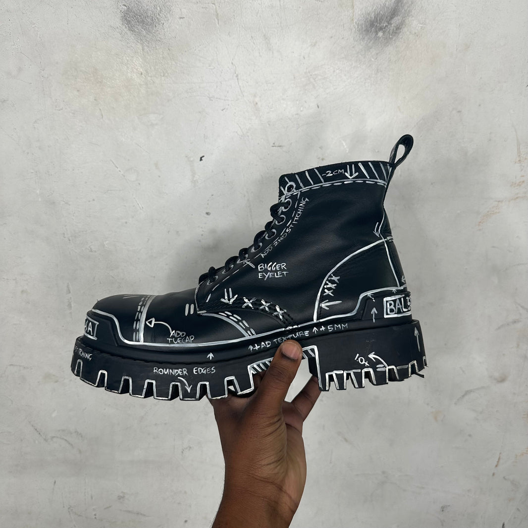 Balenciaga Sketch Leather Strike Boots