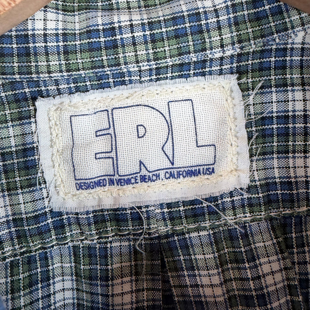 ERL Blue Flannel Cut-Off Shirt