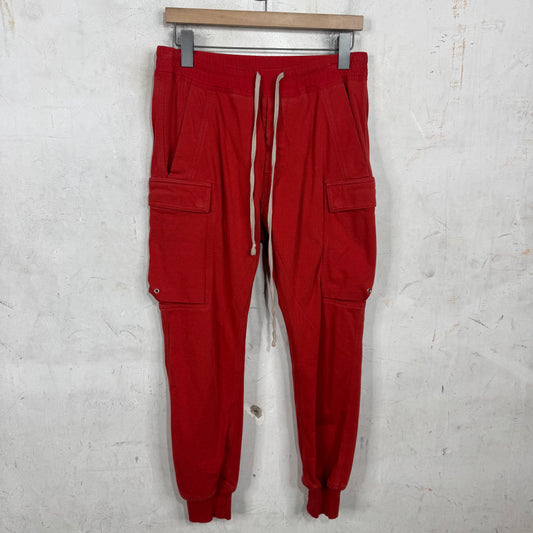 Rick Owens Red Larry Cargo Sweatpants