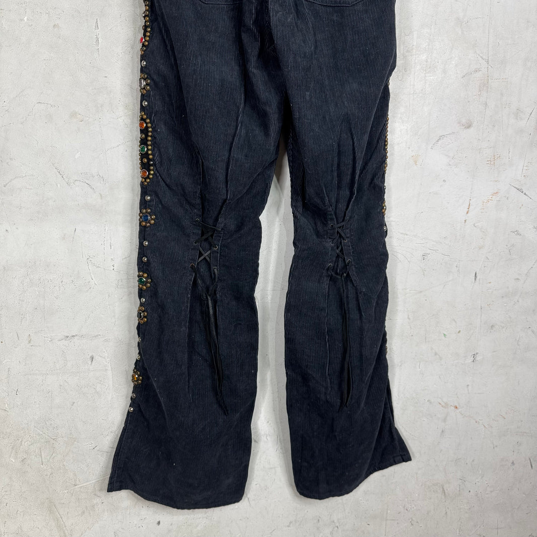 Kapital Corduroy Bondage Laced Gemstone Pants