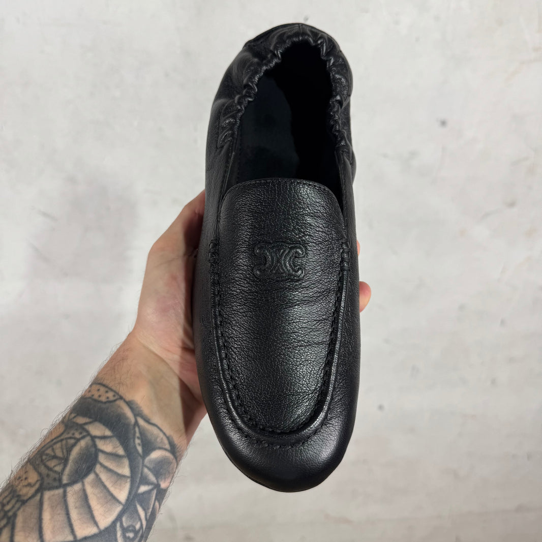 Celine Leather Triumph Slip Loafers